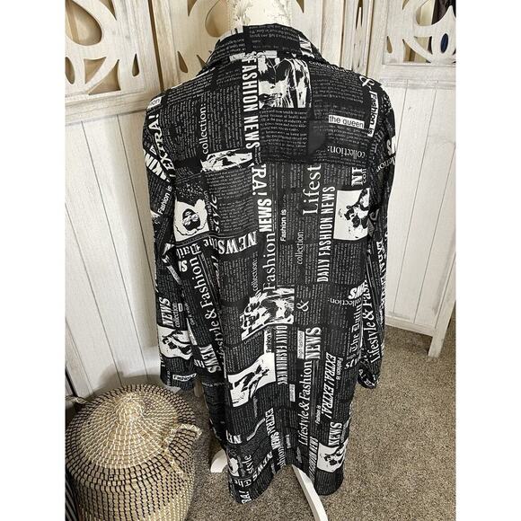 LIVE4TRUTH Duster Kimono Shear Graphic Fashion Button Tunic Black Size XL - Picture 3 of 8